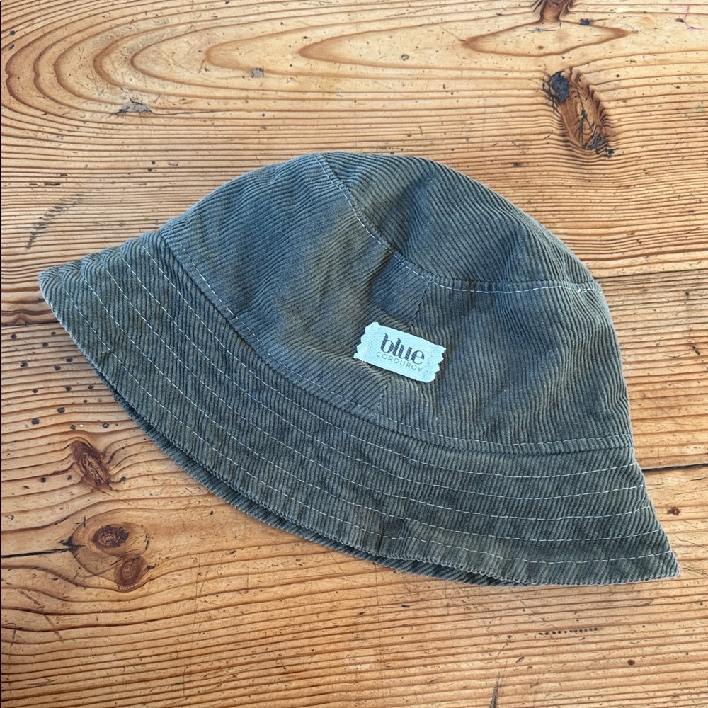 Blue Corduroy Olive Bucket Hat